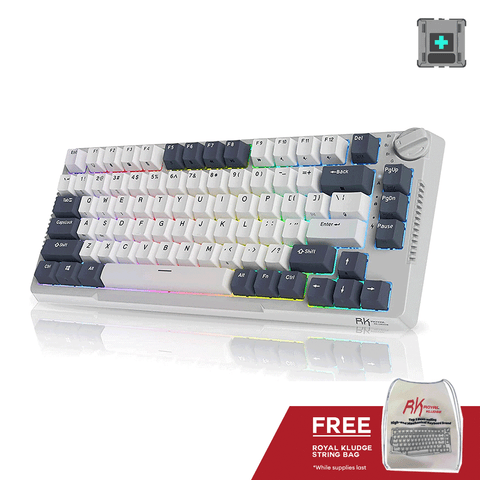 Royal Kludge RKH81 Tri-Mode RGB 81 Keys Hot Swappable Mechanical Keyboard White Night Sky Cyan Switch