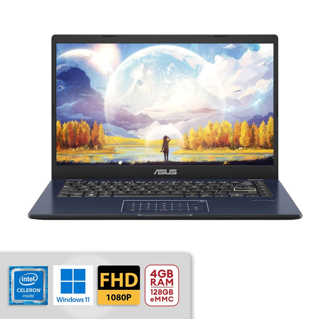 ASUS Vivobook Go 14" FHD Intel Celeron N4500 4GB RAM DDR4 128GB eMMC Win 11 Star Black