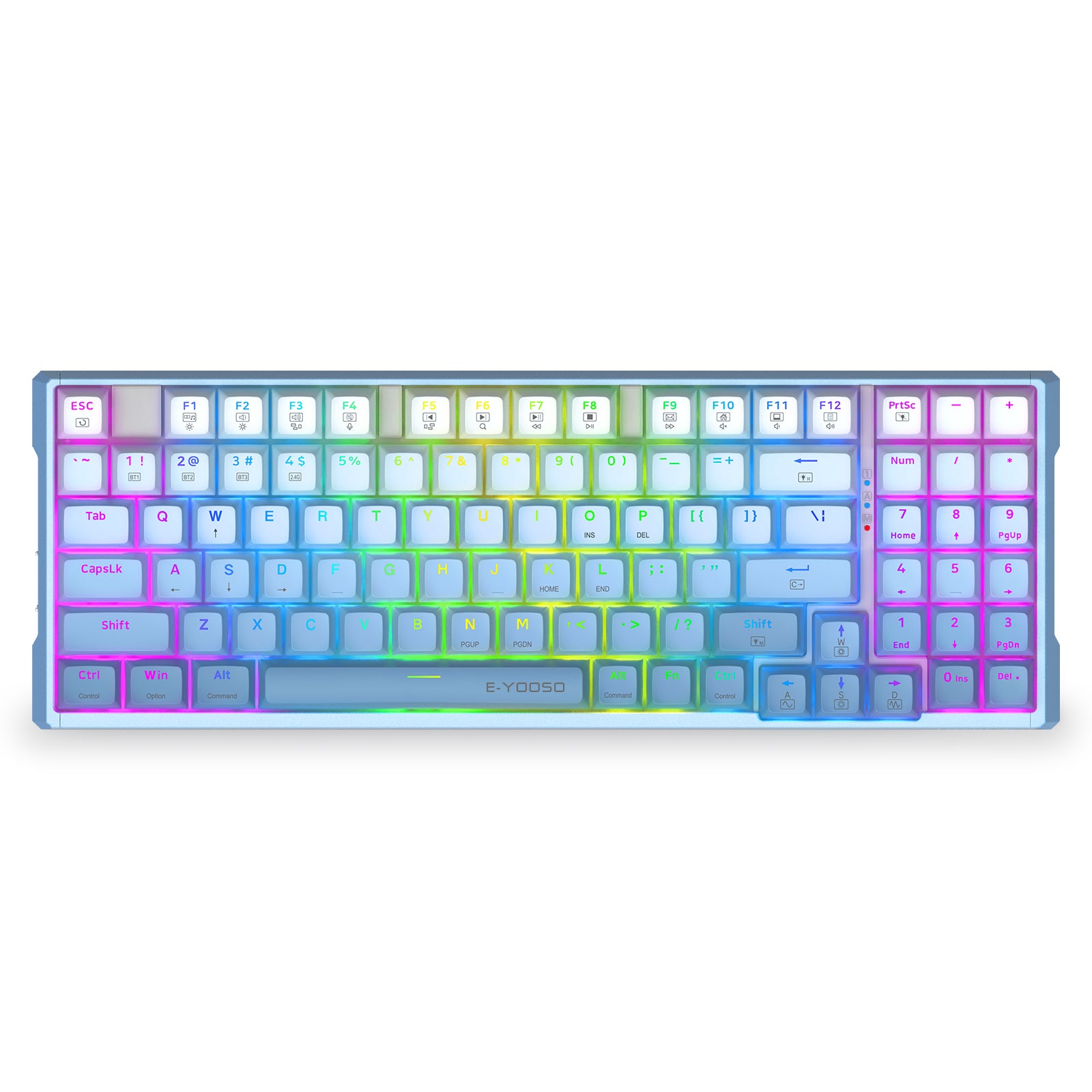 E-Yooso Z-94J Tri-Mode RGB 94 Keys Hot Swappable Mechanical Keyboard Gradiant Blue Linear [White Switch]