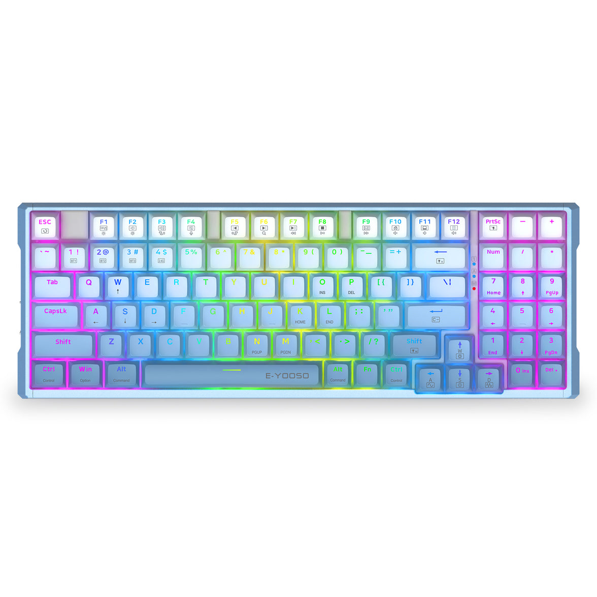 E-Yooso Z-94J Tri-Mode RGB 94 Keys Hot Swappable Mechanical Keyboard Gradiant Blue Linear [White Switch]