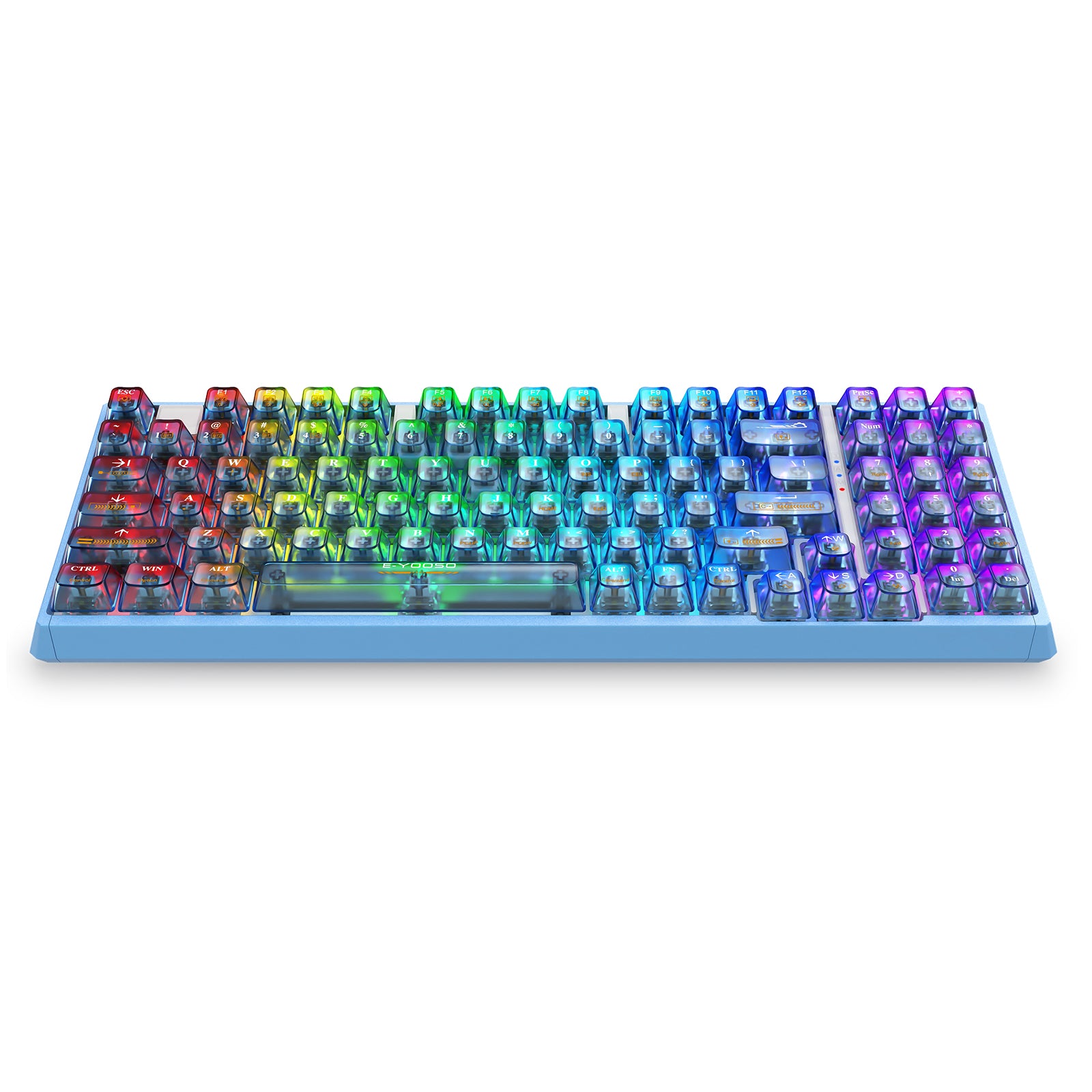 E-Yooso Z-94J Tri-Mode RGB 94 Keys Hot Swappable Mechanical Keyboard Clear Blue Linear [White Switch]