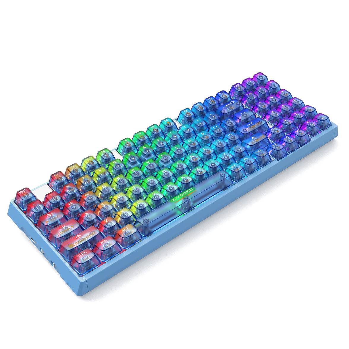 E-Yooso Z-94J Tri-Mode RGB 94 Keys Hot Swappable Mechanical Keyboard Clear Blue Linear [White Switch]