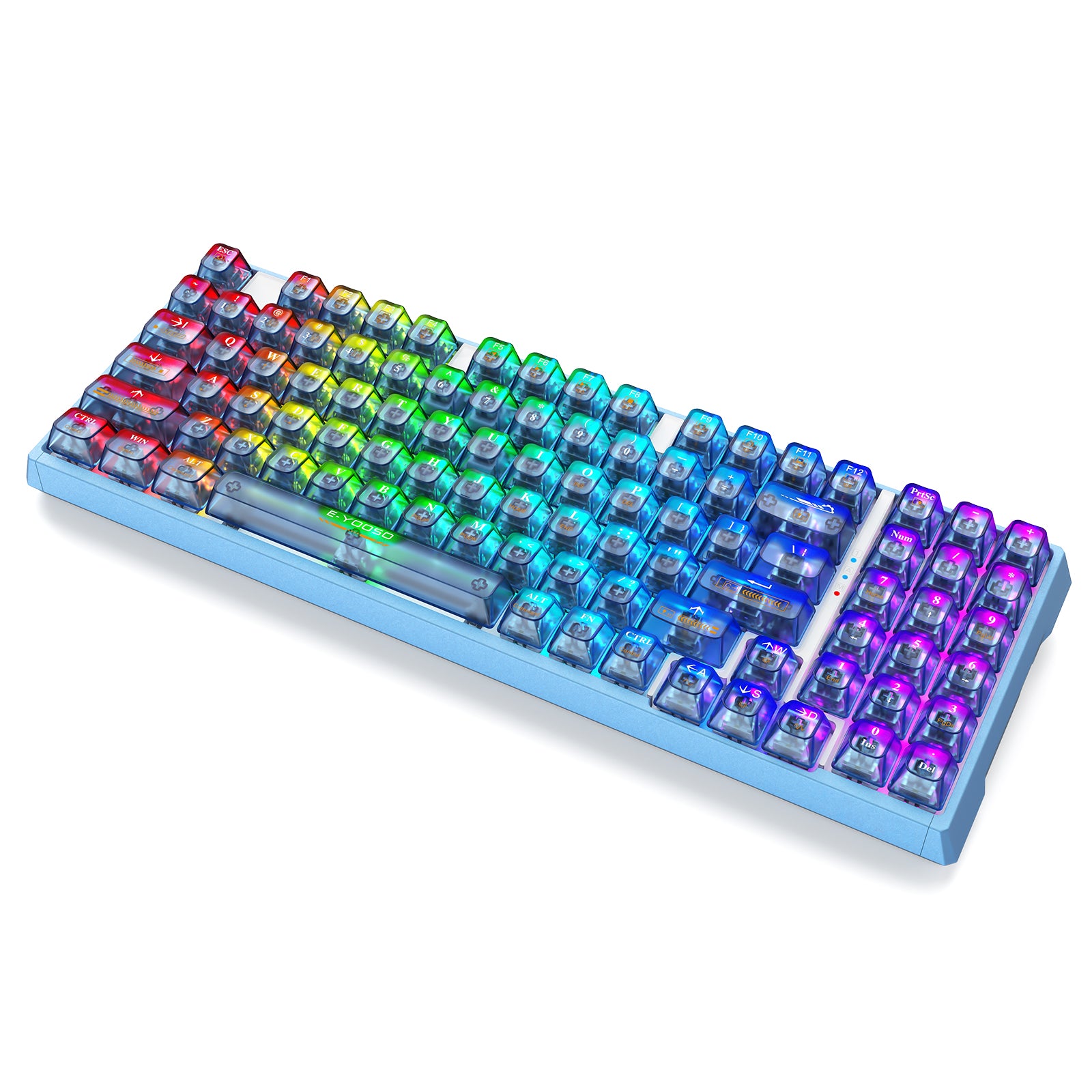 E-Yooso Z-94J Tri-Mode RGB 94 Keys Hot Swappable Mechanical Keyboard Clear Blue Linear [White Switch]