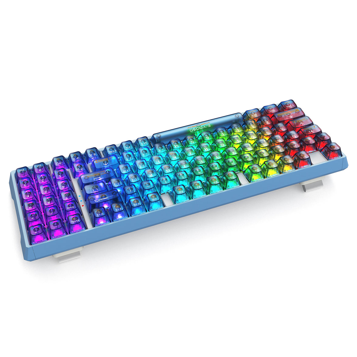 E-Yooso Z-94J Tri-Mode RGB 94 Keys Hot Swappable Mechanical Keyboard Clear Blue Linear [White Switch]