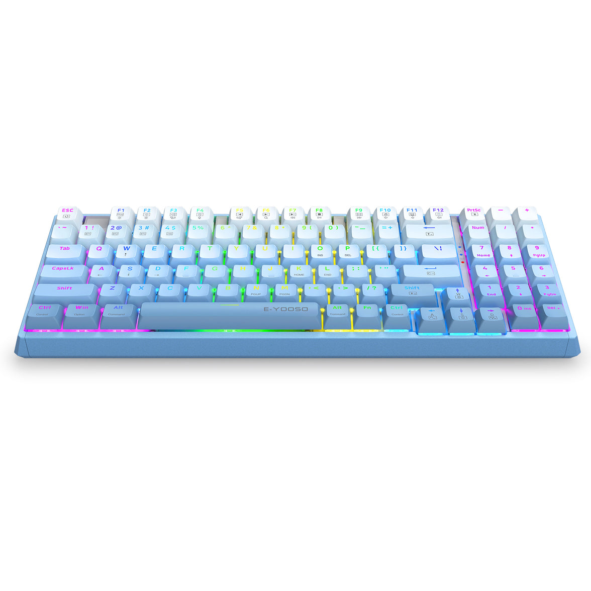 E-Yooso Z-94J Tri-Mode RGB 94 Keys Hot Swappable Mechanical Keyboard Gradiant Blue Linear [White Switch]