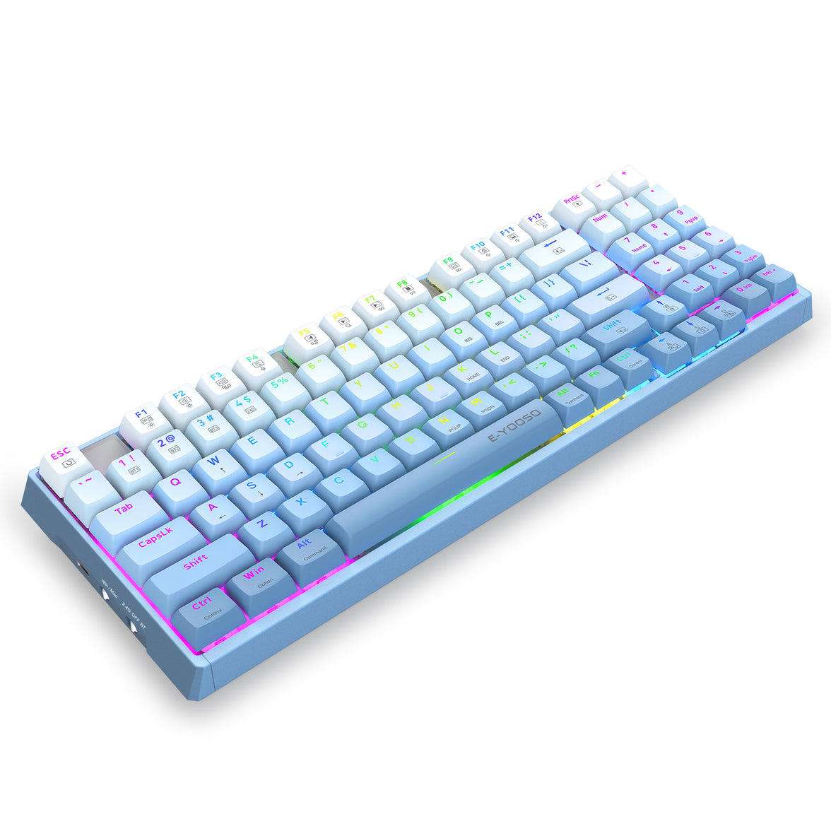 E-Yooso Z-94J Tri-Mode RGB 94 Keys Hot Swappable Mechanical Keyboard Gradiant Blue Linear [White Switch]