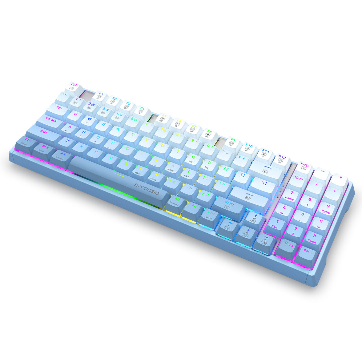 E-Yooso Z-94J Tri-Mode RGB 94 Keys Hot Swappable Mechanical Keyboard Gradiant Blue Linear [White Switch]