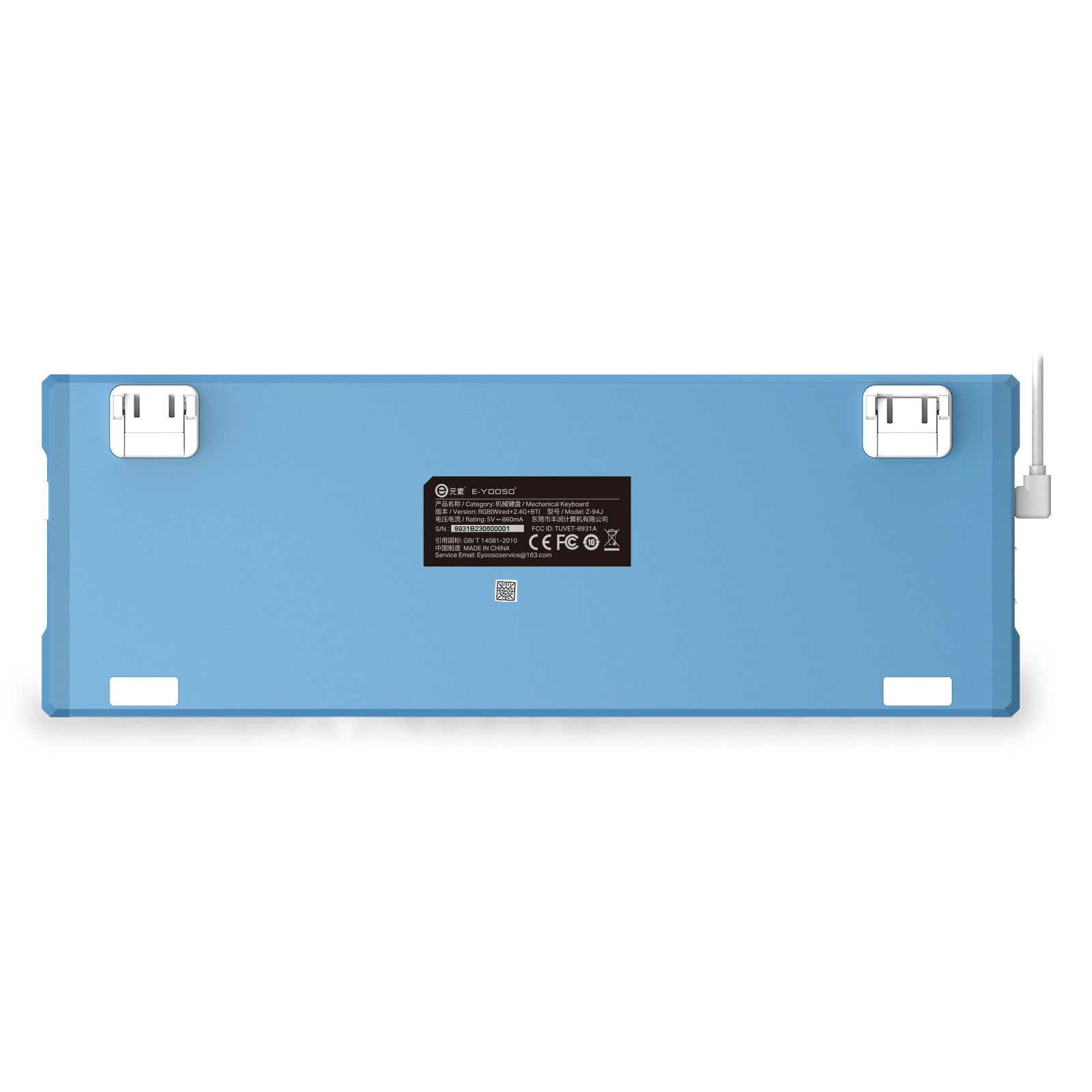 E-Yooso Z-94J Tri-Mode RGB 94 Keys Hot Swappable Mechanical Keyboard Gradiant Blue Linear [White Switch]