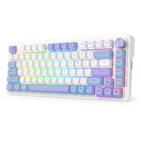 Redragon K673WBP RGB Ucal Max 81-Key 75% Gasket-Mounted Hot-Swappable Wireless Mechanical Keyboard with Knob (Moonrise Violet)