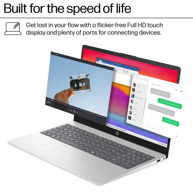 HP 15.6" FHD Touchscreen Intel Core 7-150U 16GB RAM / 512GB SSD Intel Graphics Win 11 Natural Silver 15-fd0127dx
