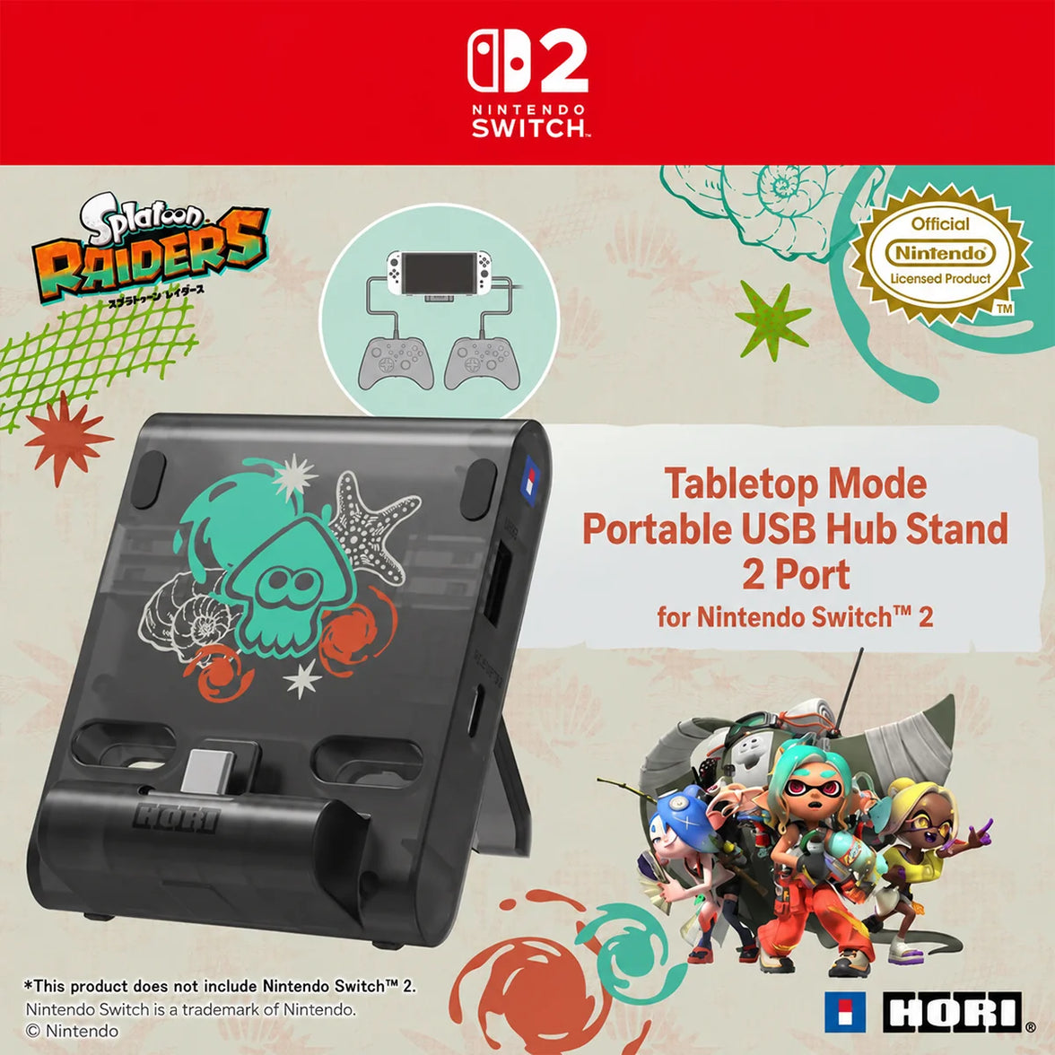 Hori Dual USB PlayStand for Nintendo Switch 2 (Splatoon Raiders) (NSX-242A)