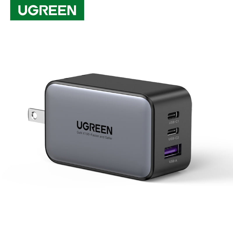 UGREEN 3-Port (USB-A + 2 USB-C) 65W Gan Tech Fast Charger (Black) [CD244/10334]