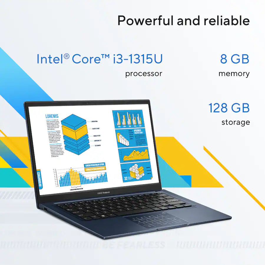 ASUS Vivobook 14" FHD Intel Core i3-1315U 8GB RAM / 128GB SSD, Win 11 Home in S Mode Quiet Blue