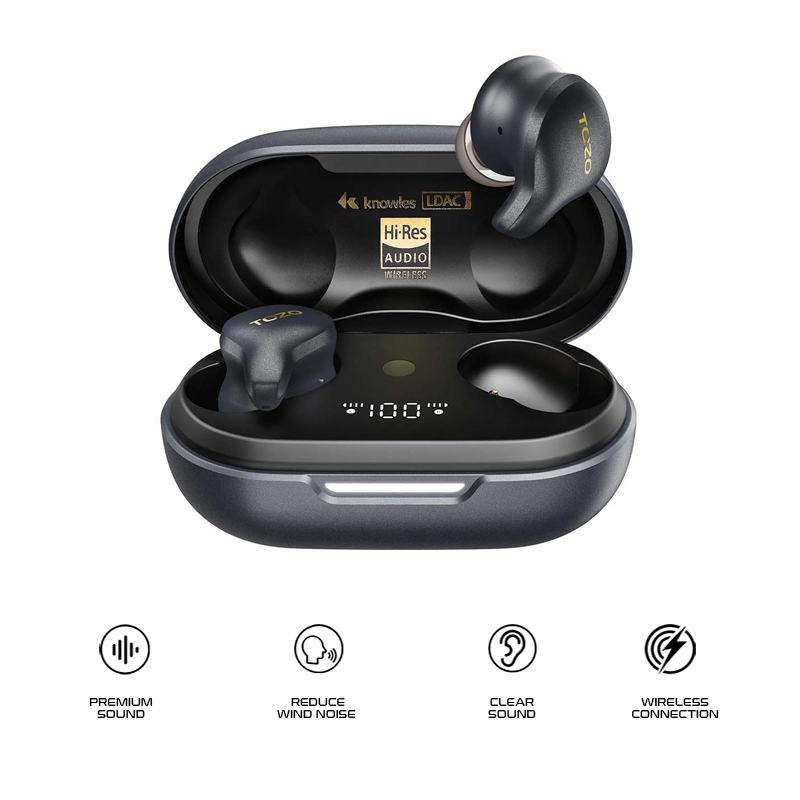 TOZO TWS Earbuds Golden X1 Hybrid ANC Hi Res LDAC IPX6 Wireless Charging 32Hr Playtime