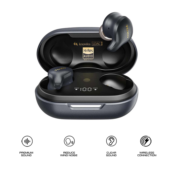 TOZO TWS Earbuds Golden X1 Hybrid ANC Hi Res LDAC IPX6 Wireless Charging 32Hr Playtime
