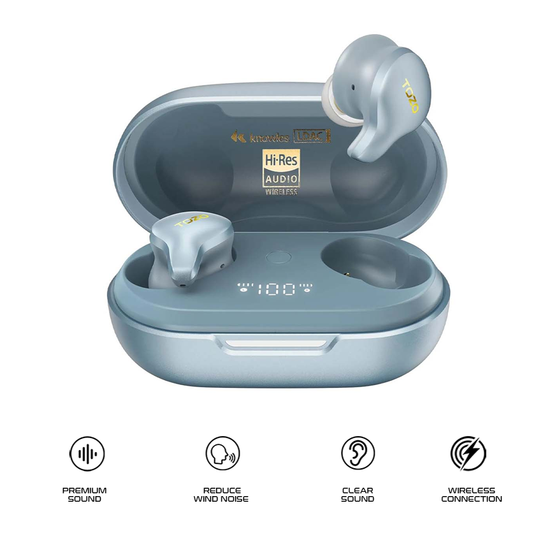 TOZO TWS Earbuds Golden X1 Hybrid ANC Hi Res LDAC IPX6 Wireless Charging 32Hr Playtime