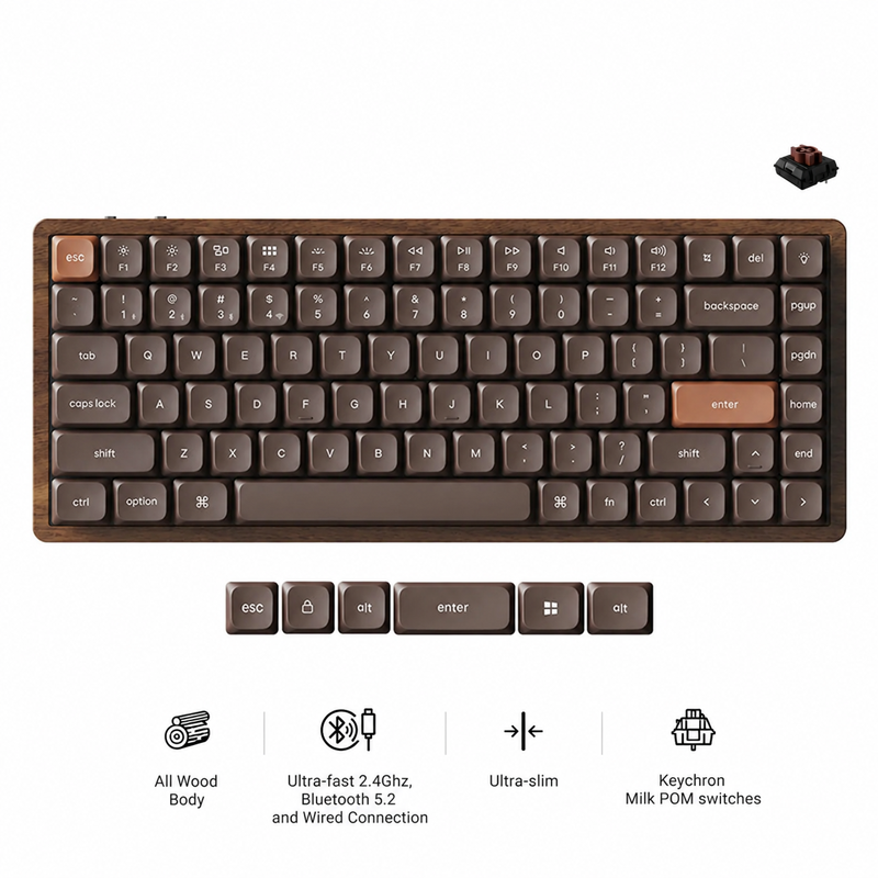 Keychron K3 Max QMK Wireless Hot-Swappable RGB Custom Mechanical Keyboard - All-Wood Special Edition