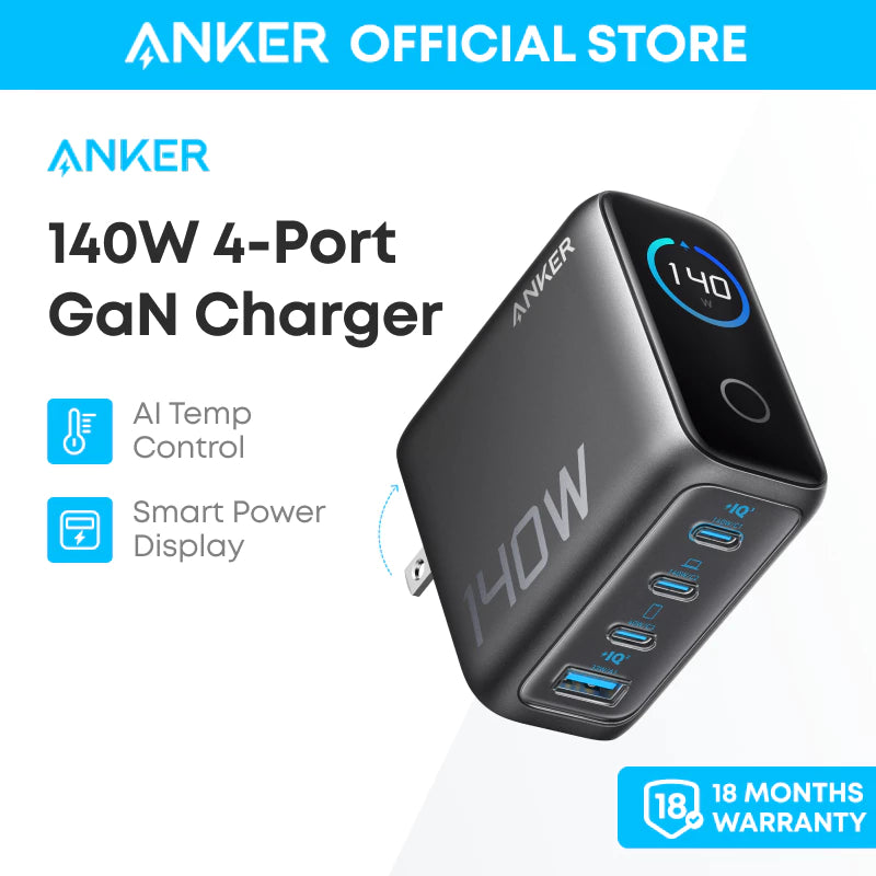 Anker Fast GaN Charger, 140W USB-C Charger, 4-Port Multi-Device Fast Charging Series B2697
