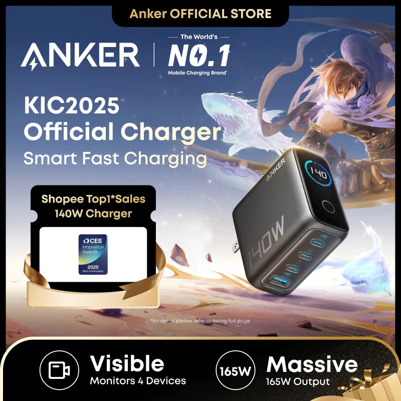 Anker Fast GaN Charger, 140W USB-C Charger, 4-Port Multi-Device Fast Charging Series B2697