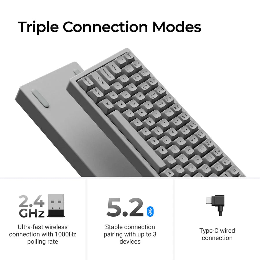 Keychron K2 HE 75% Wireless Hot-Swappable RGB Magnetic Switch Custom Keyboard (Gateron Double-Rail Magnetic Nebula Switch)
