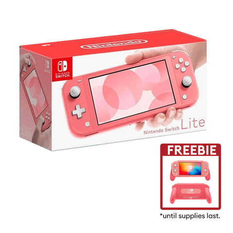 Nintendo Switch Lite Coral Pink with JYS Handle grip