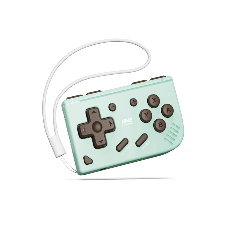IINE Mini Retro Wireless Keychain Controller for Mobile & PC Gaming (Mint Choco Green) L1283
