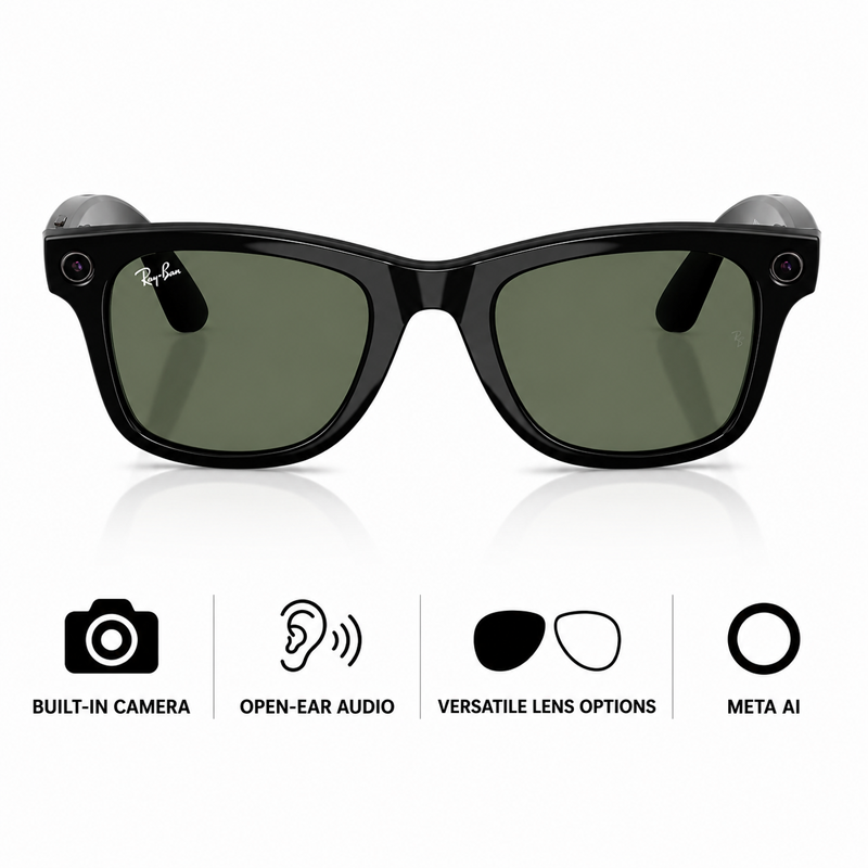 Ray-Ban Meta Wayfarer Gen 2 Shiny Black G-15 Green Lenses