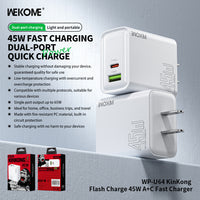 Wekome Flash Charge 45W A+C Fast Charger Dual-Port - WP-U64