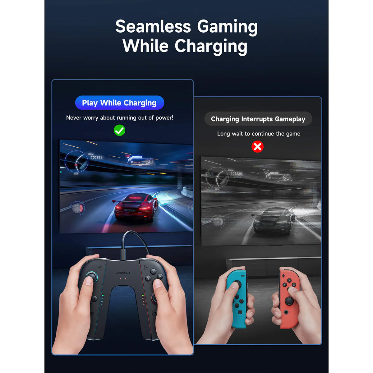 JSAUX JoyVerse Dual Grip for Nintendo Switch 2 Joy-Con (Black) GP0401