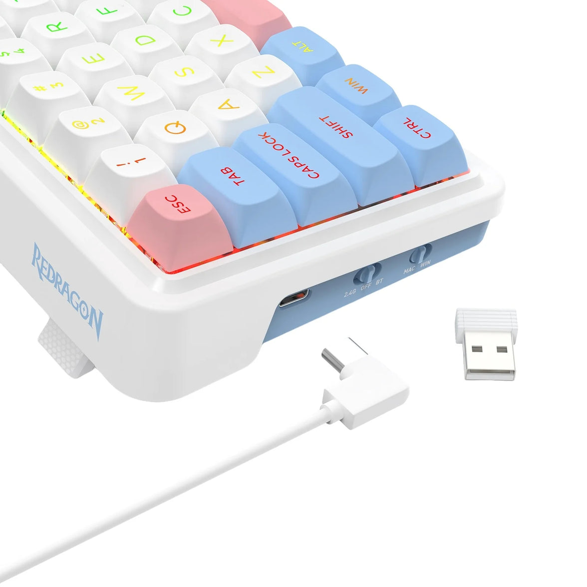 Redragon K709WBP RGB Nova Pro 81 Keys 75% Hot-Swappable Gasket-Mounted Wireless Mechanical Gaming Keyboard (Wonder Pink & Blue)