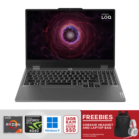 Lenovo LOQ 15.6" Gaming Laptop FHD AMD Ryzen 7-7435hs 16GB/512gb SSD with NVIDIA Geforce RTX 4060 8GB Win11 - Luna Grey