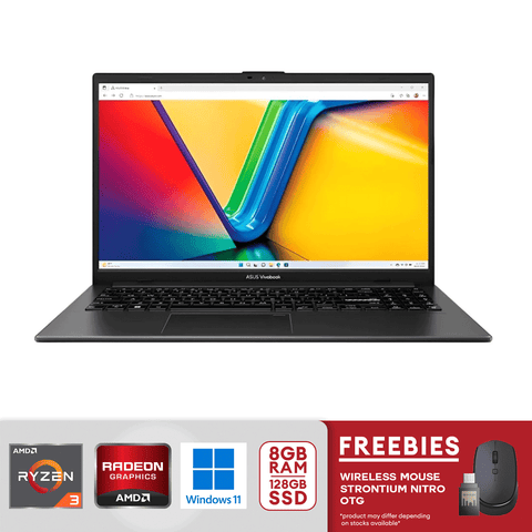 Asus Vivobook Go 15.6" FHD Laptop AMD Ryzen 3-7320u 8GB/128GB Win11 - Mixed Black (E1504fa-As3)