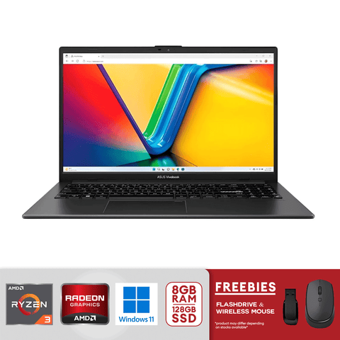 Asus Vivobook Go 15.6" FHD Laptop AMD Ryzen 3-7320u 8GB/128GB Win11 - Mixed Black (E1504fa-As3)