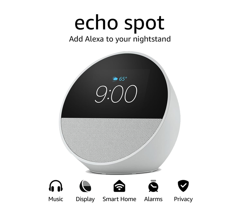 Amazon Echo Spot (2024 release), Smart alarm clock with vibrant sound