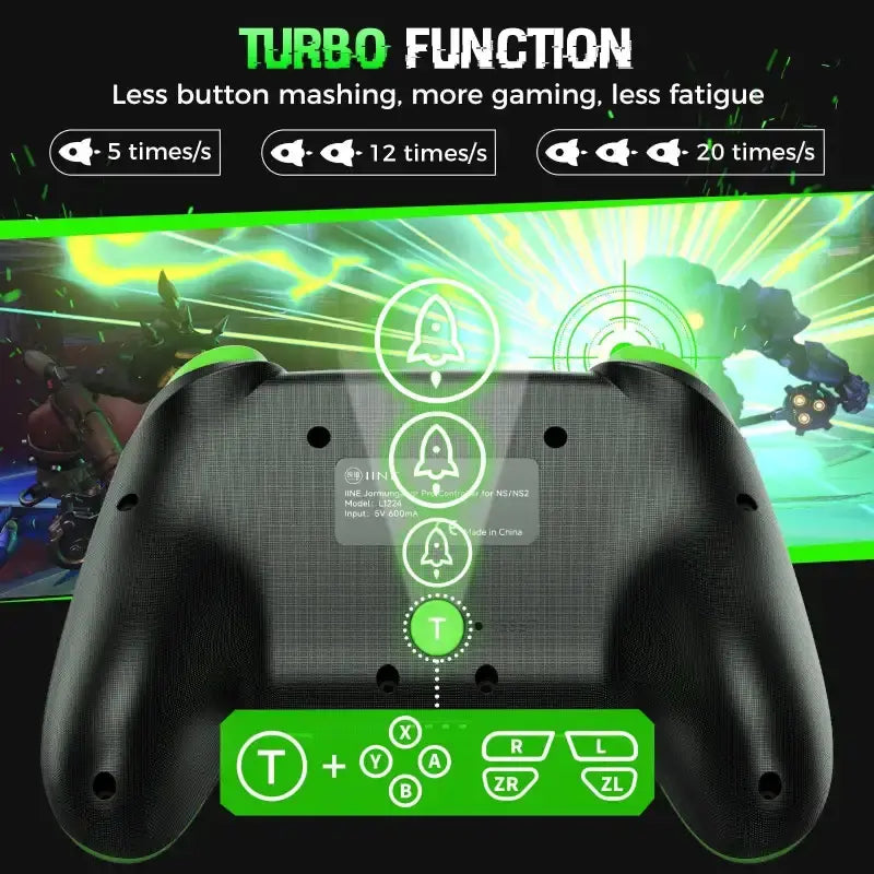 IINE Pokemon Z-A Controller for Nintendo Switch/Switch 2 (Black/Green) L1224