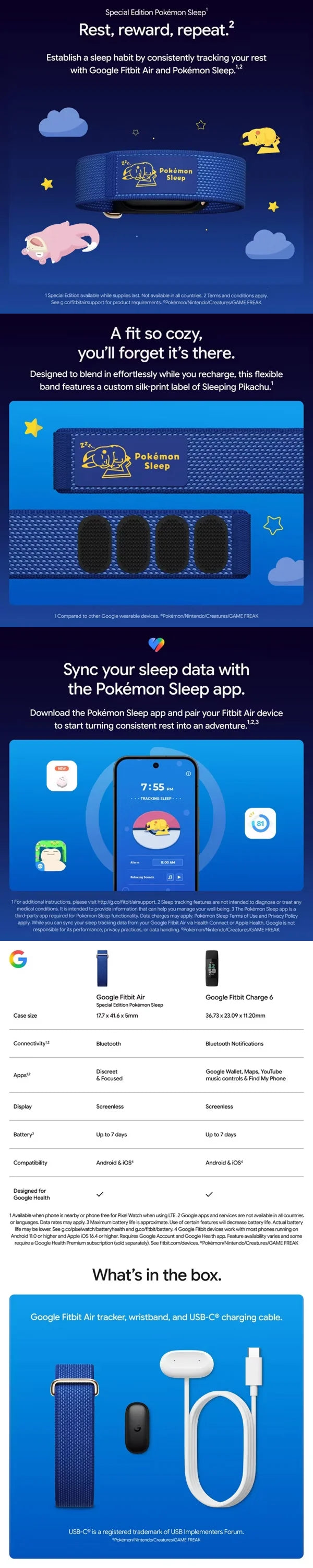 Google Fitbit Air Pokemon Sleep Special Edition