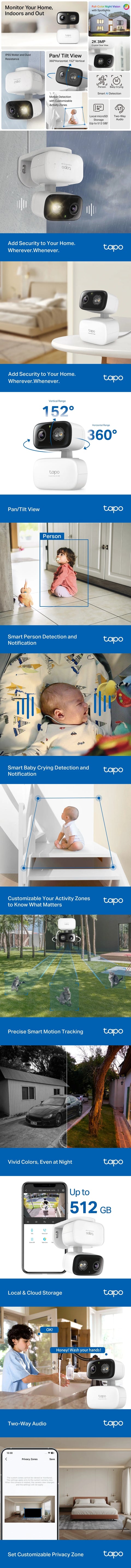 TP-Link Tapo C216 Indoor/Outdoor 2K Pan/Tilt Wi-Fi Security Camera