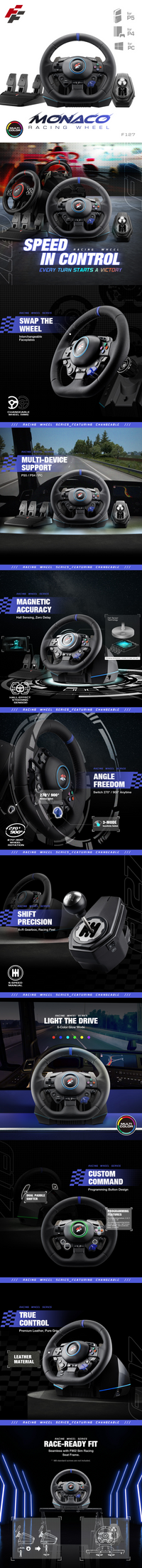 Flashfire Monaco Racing Wheel F127 for PS5/PC