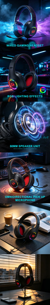 Redragon Nexus Lite Wired RGB Gaming Headset Black (H264)
