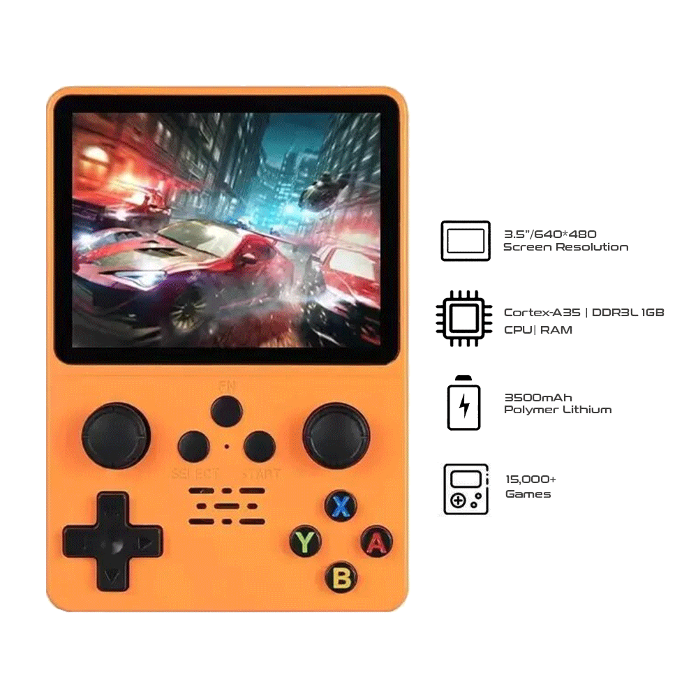 Retro Box Console Handheld Video Game Console (Linux System) 3.5 Inch IPS Screen Portable Pocket Video Player 64GB built in 15,000 Games