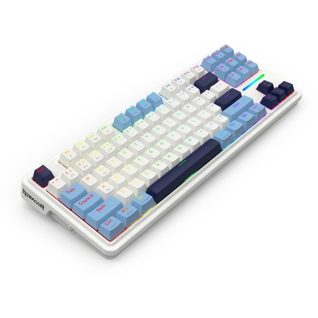 Redragon K728WBB RGB Antonium Pro 87 Keys 80% Gasket Mounted TKL Wireless Mechanical Keyboard (White & Blue)