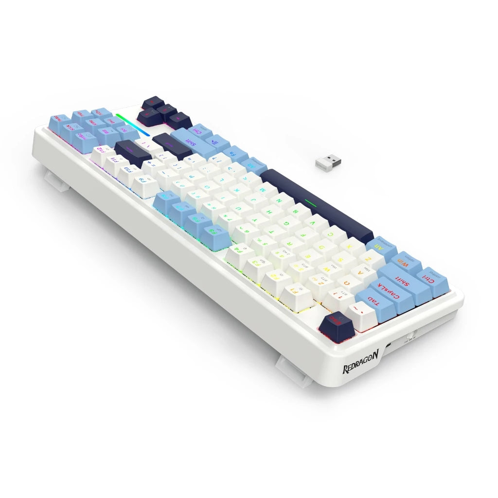 Redragon K728WBB RGB Antonium Pro 87 Keys 80% Gasket Mounted TKL Wireless Mechanical Keyboard (White & Blue)
