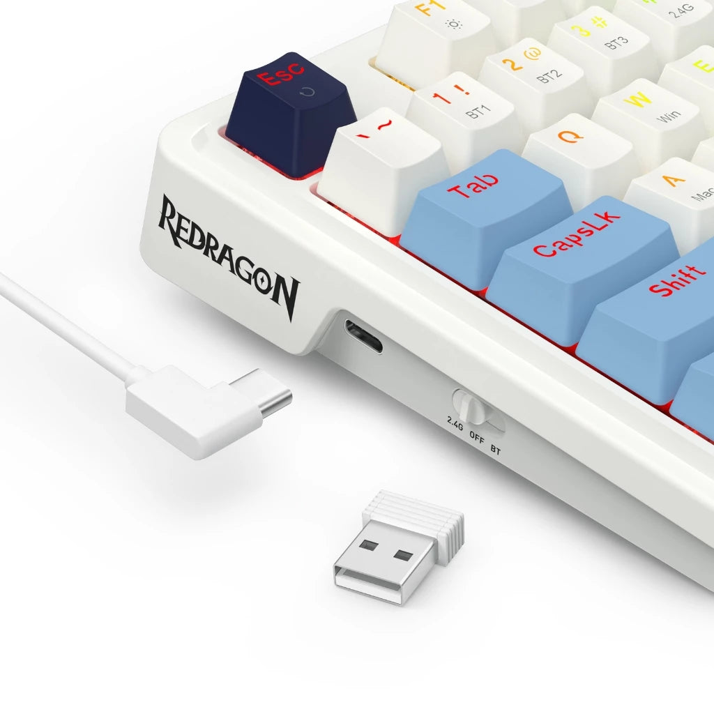 Redragon K728WBB RGB Antonium Pro 87 Keys 80% Gasket Mounted TKL Wireless Mechanical Keyboard (White & Blue)