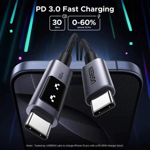 UGREEN USB Type C 2.0 Male To Type C 2.0 Male Robot 5A Data Cable (L509/35501)