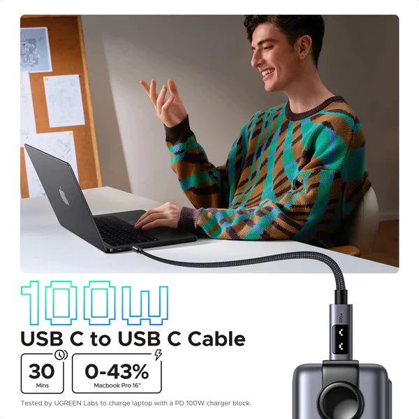 UGREEN USB Type C 2.0 Male To Type C 2.0 Male Robot 5A Data Cable (L509/35501)