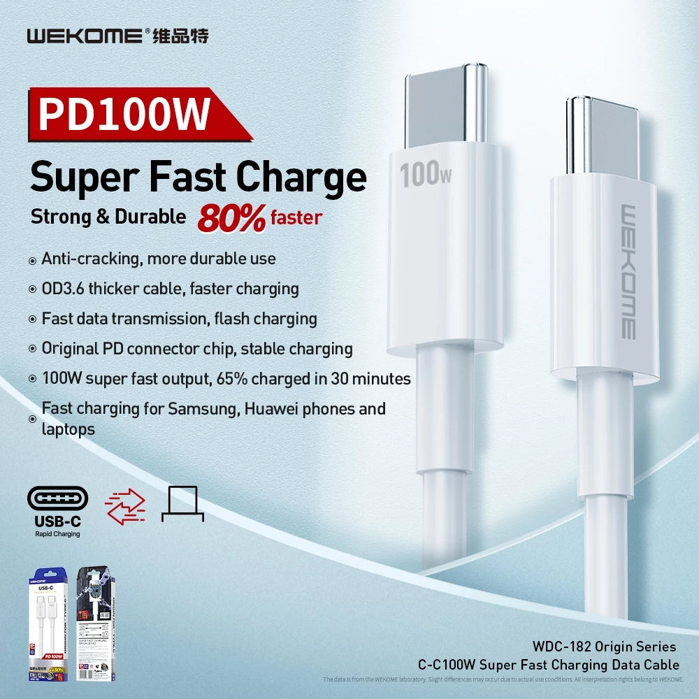 Wekome Charging Cable Type-C-Type-C White - WDC-182