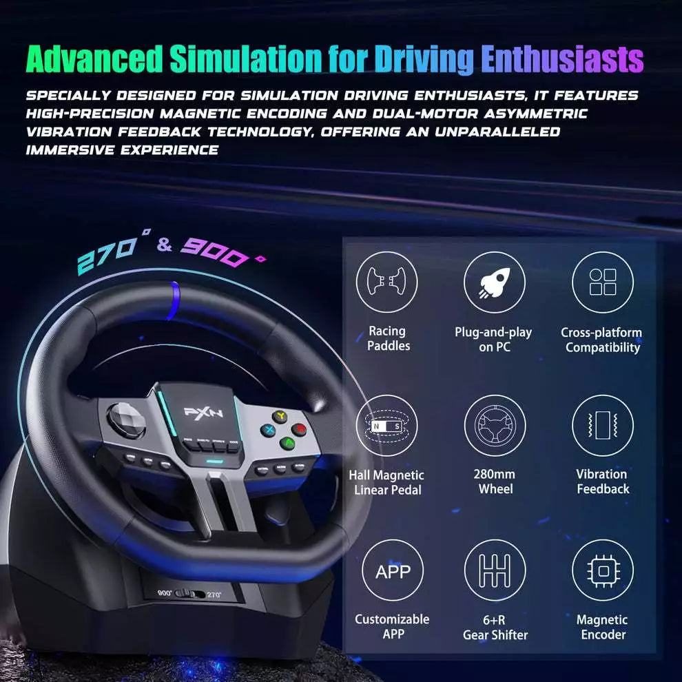 PXN Racing Wheel w/ Pedals PXN-V9 Gen2