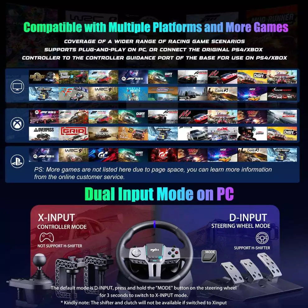 PXN Racing Wheel w/ Pedals PXN-V9 Gen2