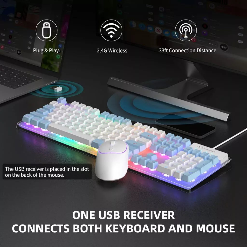 Magegee V550 104-key Wireless Membrane Keyboard & Mouse Combo RGB