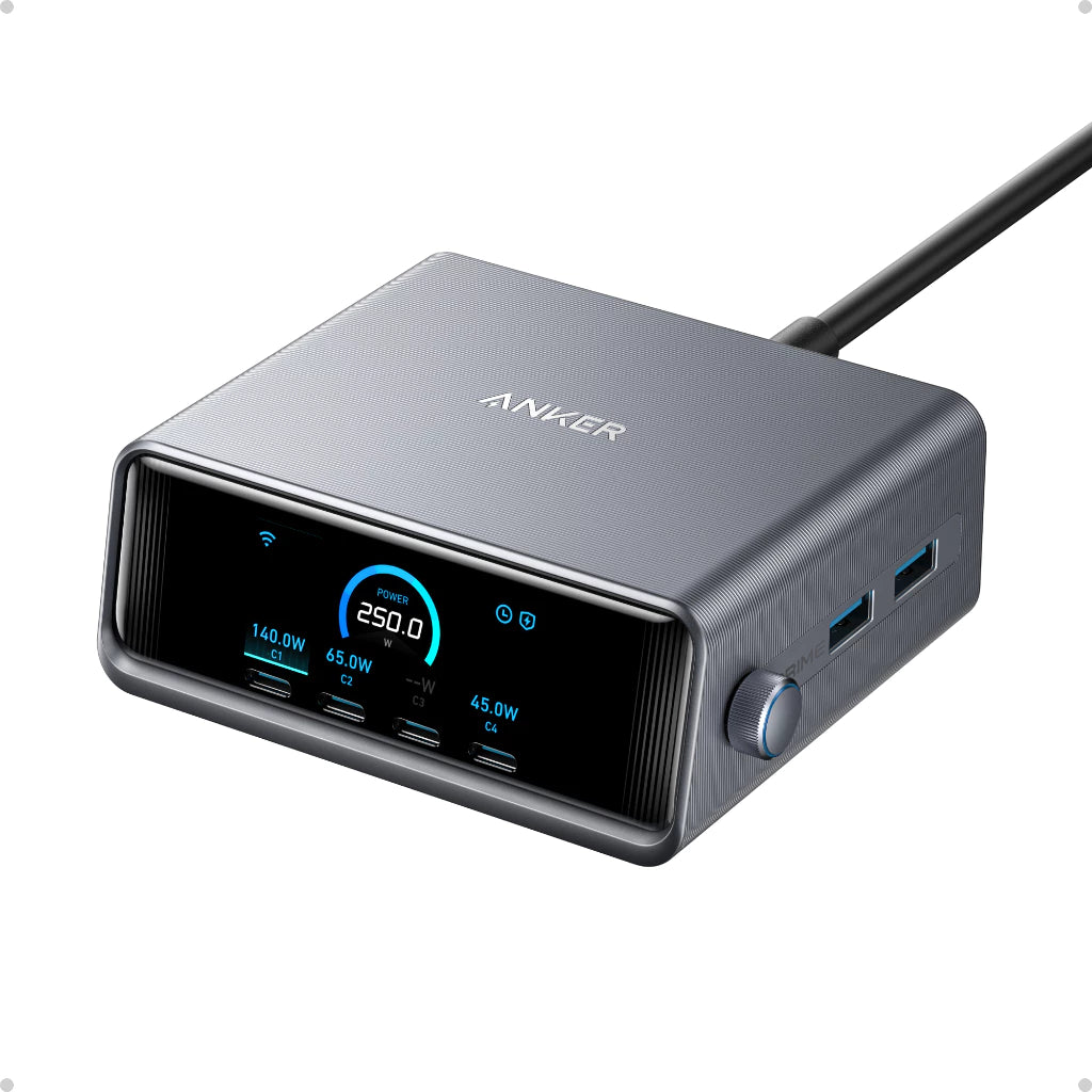 Anker Prime Charger 250W GaN Prime USB C Charging Station 6 Ports for MacBook Pro iPhone 17/16/15/14